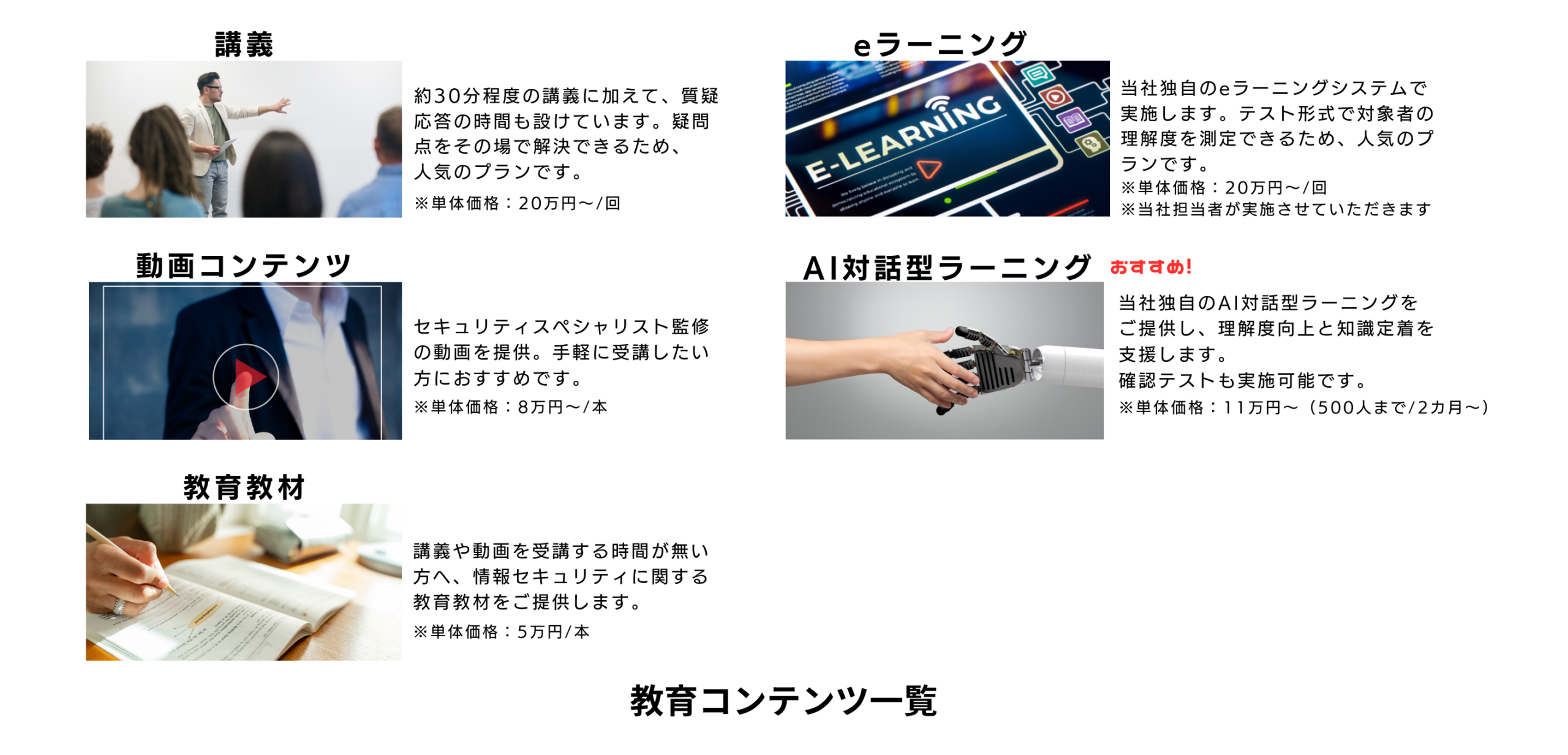 SCCが提供する従業員向けセキュリティ教育コンテンツ一覧
